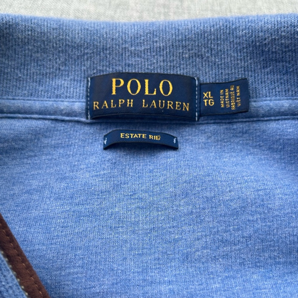 Polo Ralph Lauren Estate Rib 1/4 Zip Pullover Sweater Blue Pony Preppy Size XL - Picture 4 of 10